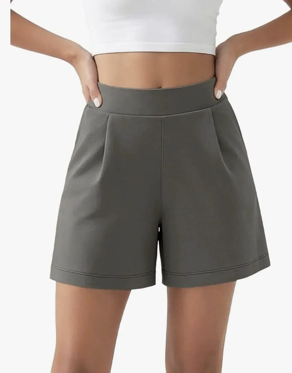 Modal Soft High Waist Casual Relaxed Shorts 4” Inseam Gray Women’s M